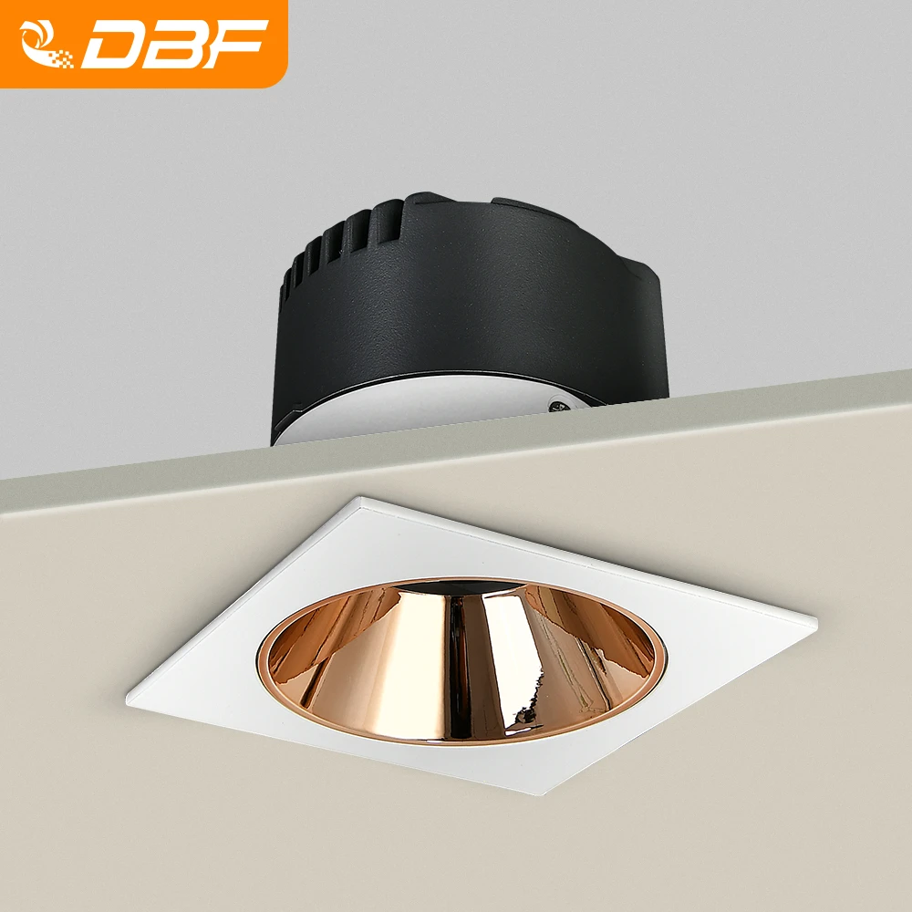 [DBF]2021 Anti-Glare Square Ceiling Spot Light Angle Adjustable Recessed Downlight 7W 12W 15W 18W for Hotel Pic Background Aisle bathroom ceiling light