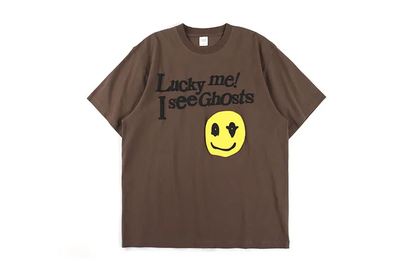 Kanye Luck Me i See Ghosts футболка Пена 3D принт коричневый короткий рукав хип хоп Уличная одежда футболка