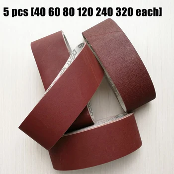

2020 Hot 5pcs/Set 75 * 533mm 40/ 60/ 80 /120/ 240/320grit Soft Cloth Sanding Belts Brand New And High Quality