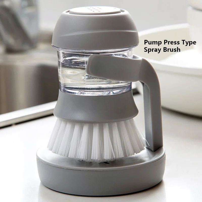 

New Household Kitchen Washing Utensils Pot Dish Brush with Liquid Washing Soap Dispenser Pot Brush Dish Brush Cleaning