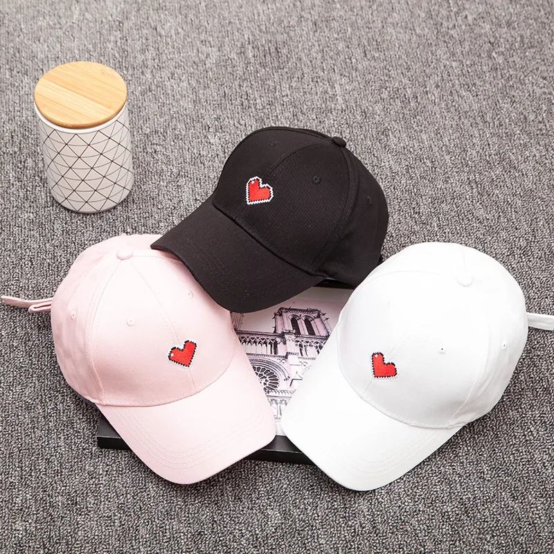

2019 Spring Summer New Style Korean-style Embroidered Heart Brim Hat Men's Women's Fashion Outdoor Sunshade Baseball Cap Fashion