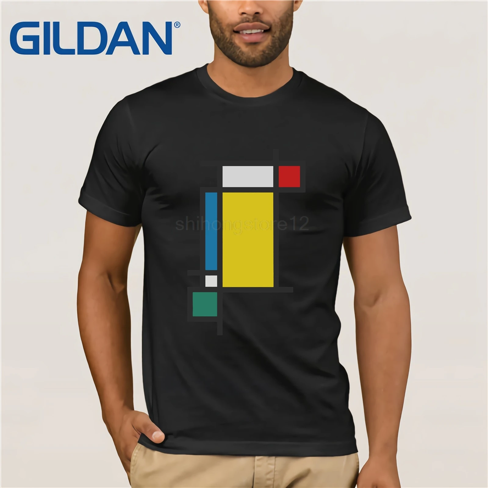 

t shirt 2020 Fashion men t-shirt Vertical Aesthetic (Tribute to Mondrian)