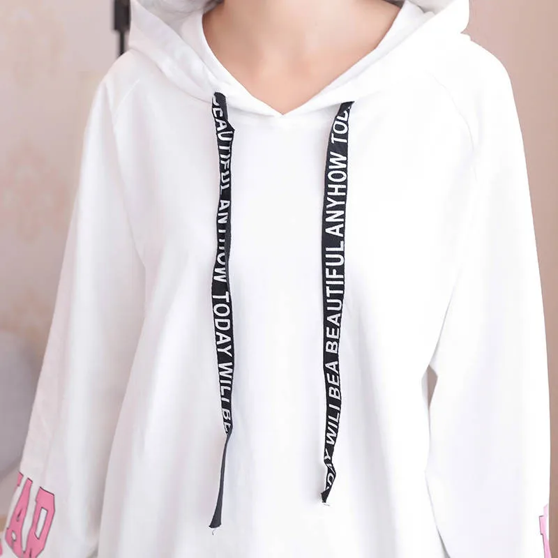 Корейские женские длинные толстовки забавные японские Harajuku Модные ...