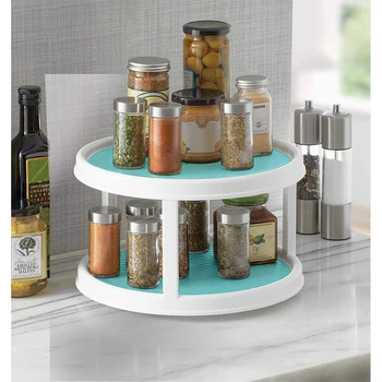 

1pcs 2-Tier 360 Rotation Non-Skid Pantry Cabinet Lazy Susan Turntable Non-Skid Tiered Spice Organizer Home Sundries Organizer