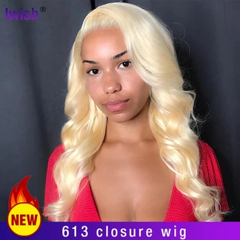 

613 Lace Closure Wig Blonde 4x4 Body Wave Wig Pre Plucked Bleach Knots 150 Peruvian Remy Human Hair Lace Wigs For Women