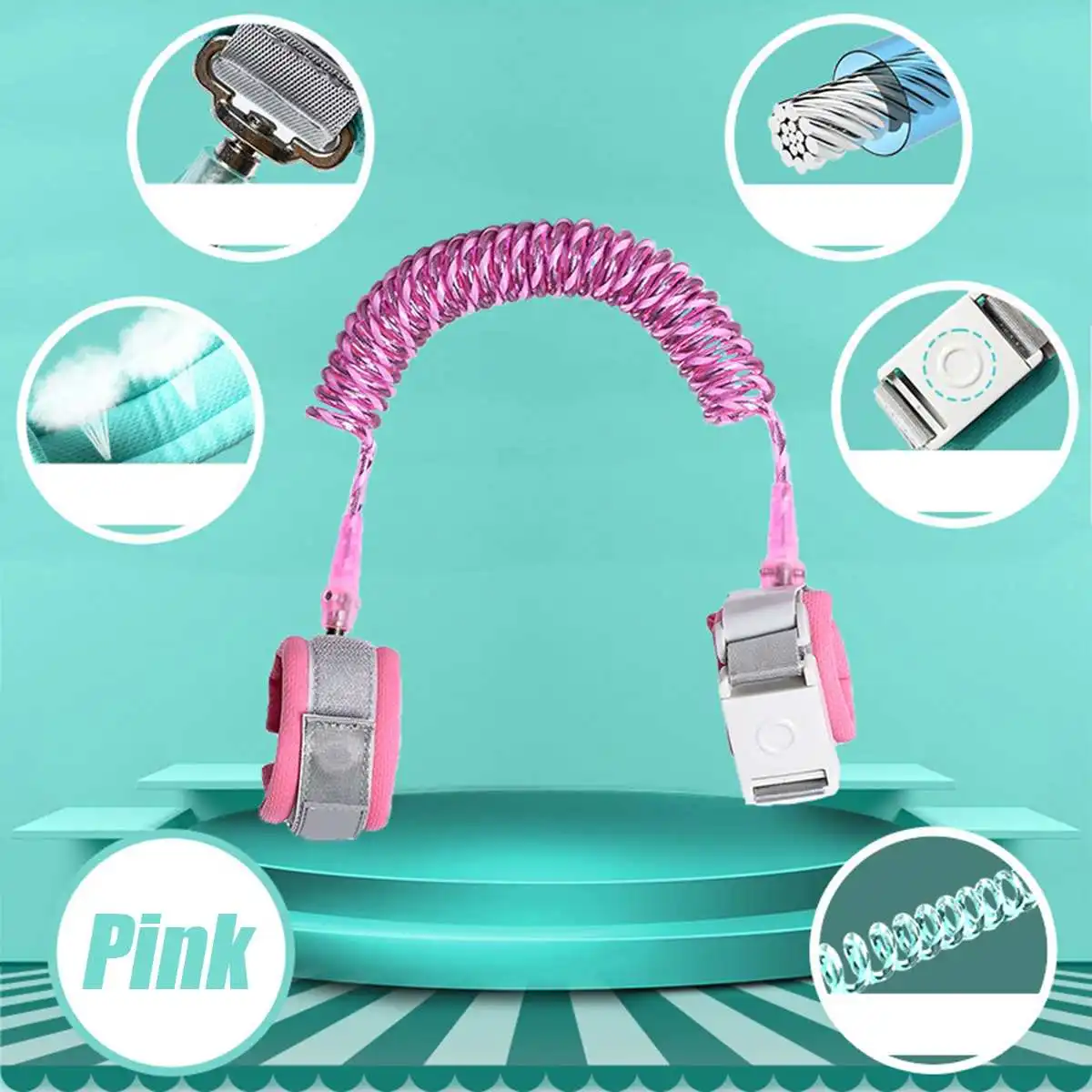 1.8M / 2.5M Anti-Lost Induction Lock Leash Safety Harness Strap Wrist Link Children Toddlers Walking Hand Belt - Цвет: 2.5m Pink