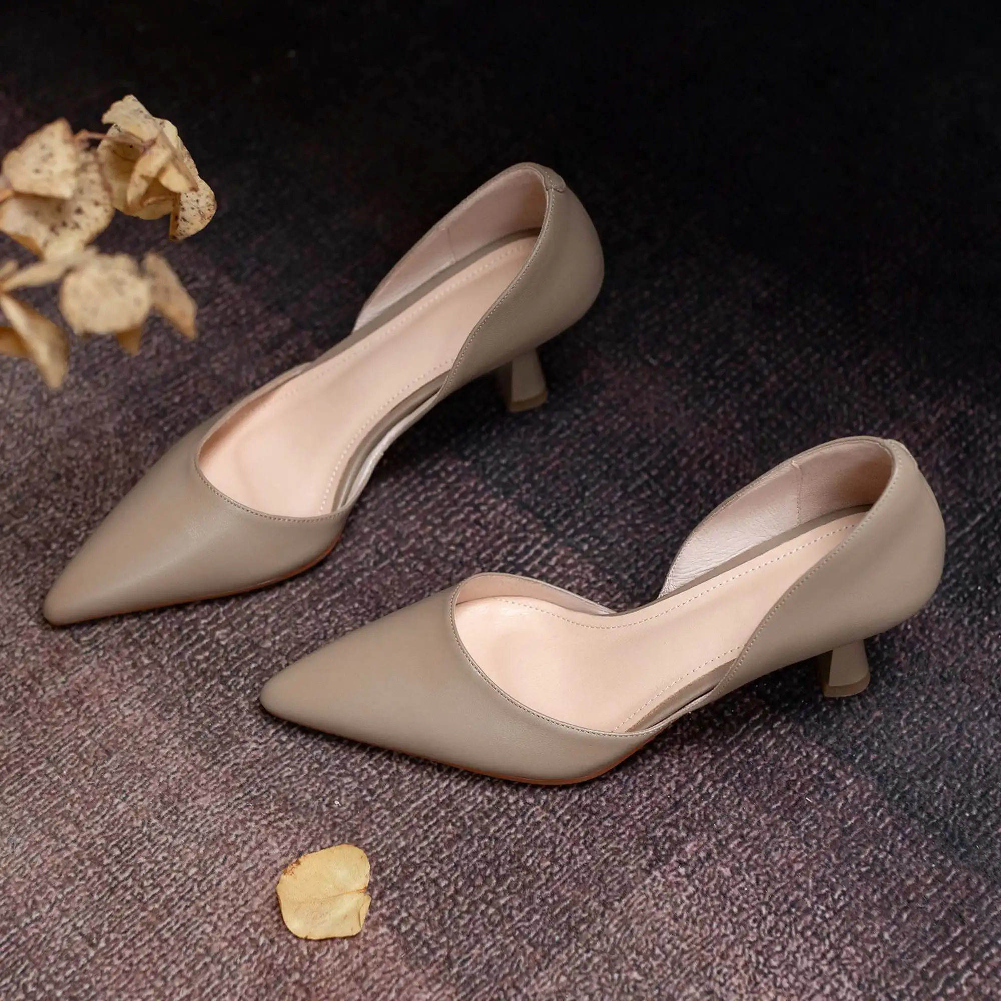 Krazing Pot Full Grain Leather Colorful Pointed Toe Stiletto High Heels Slip On Fashion Shallow Sexy Wedding Wholesale Ins Pumps