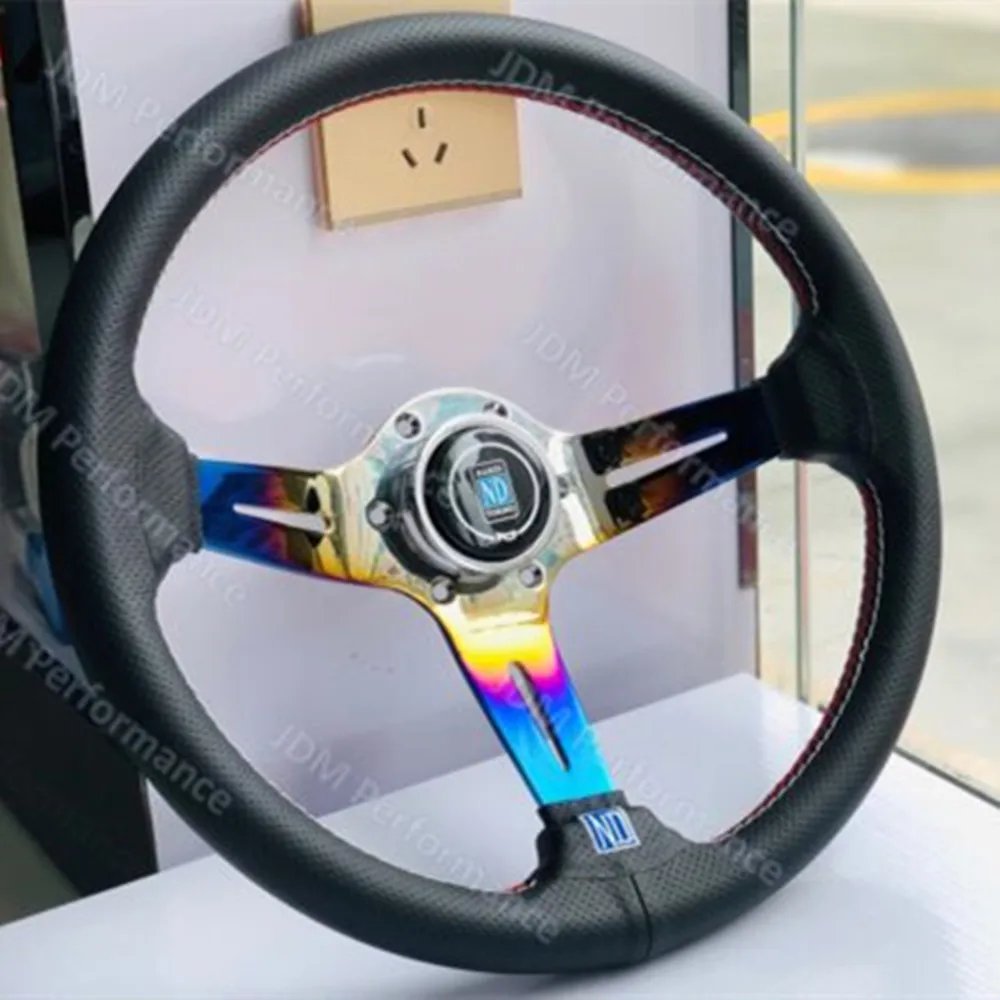 

14 Inch ND Leather Steering Wheel Burnt Blue Deep Spoke Racing Steering Wheel