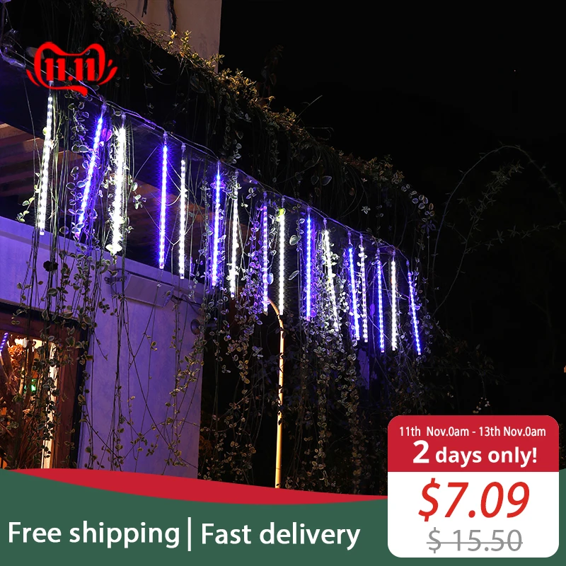 

JSEX LED Meteor Shower String Lights Fairy Lighs Graland Christmas Deal Lighting Twinkle Lights Home Decoration Waterproof IP44