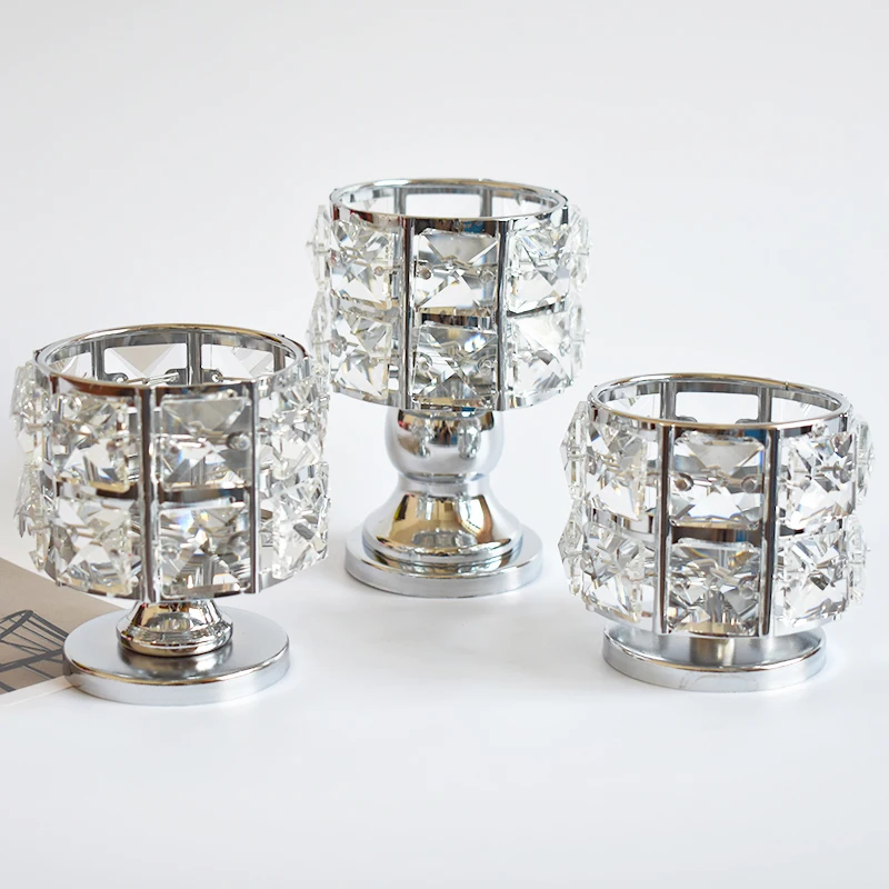 Crystal Candle Holder Wedding Party Table Tealight Gold Candle
