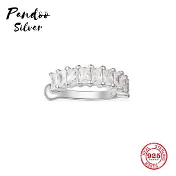 

Fashion Charm Sterling Silver Copy 1:1 Copy,Rectangular Crystal Simple Clip Earring Women Monaco Jewelry Gift