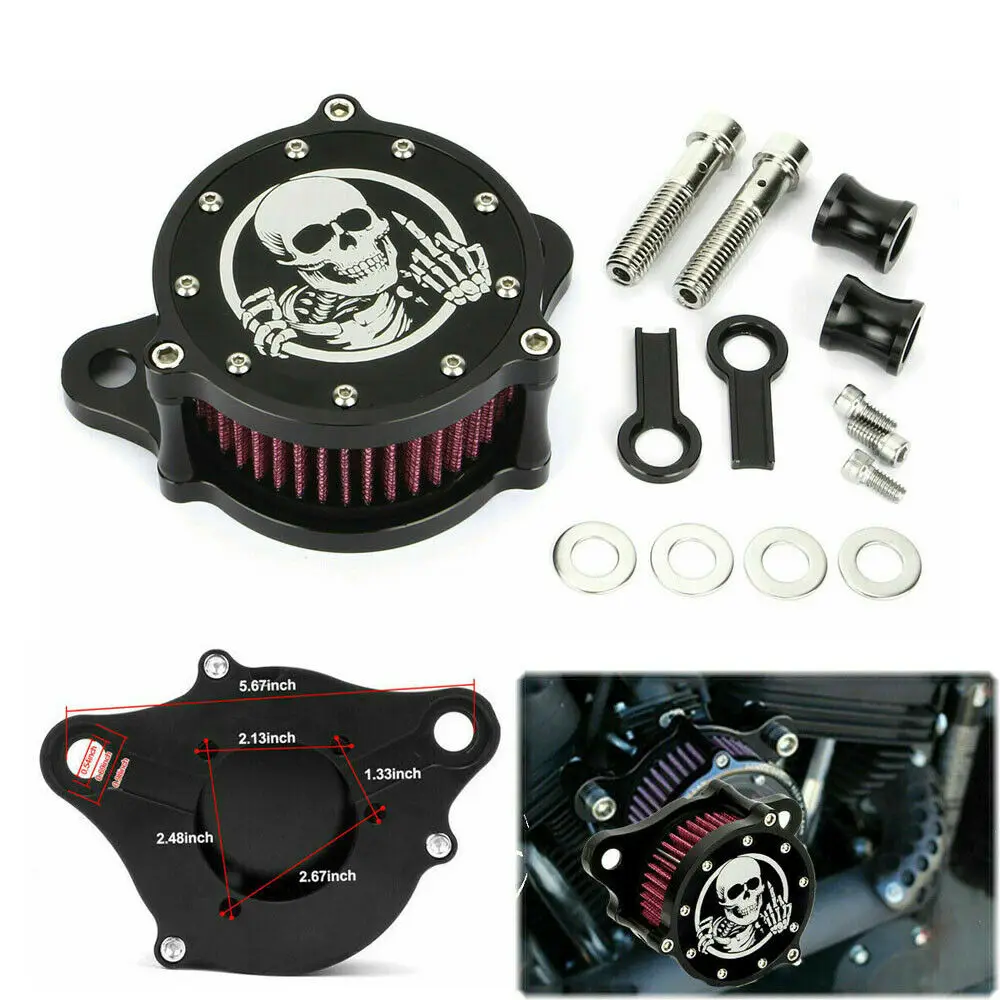 Motorcycle Air Cleaner Intake Filter System Aluminum Skull Style for Harley Sportster XL 883 1200 1988-2021 |