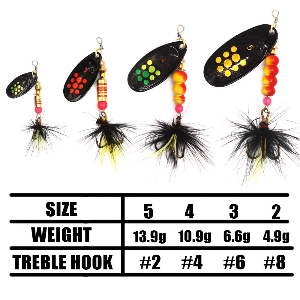 Набор рыболовных приманок 4 шт. металлический Спиннер приманка ложка для щуки с