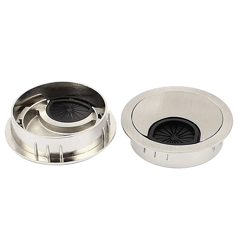 

2 pcs PC Desk Computer Stainless Steel Metal Cable Entry Cable Socket cable hole cover