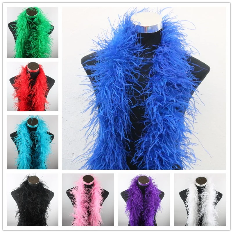 

2 Meter/Lot Ostrich Feather Boa Costume Shaw Wedding Dancer party decoration plumes and DIY 6 Layer fluffy feathers for crafts