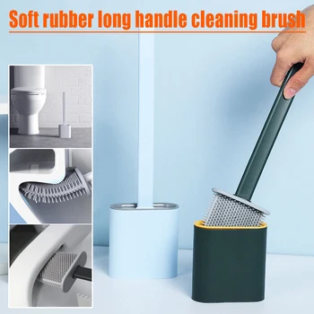 

Toilet Cleaning Wall-Mounted Floor-Standing Brush Set Soft Rubber Long Handle Home Bathroom Tool HKS99