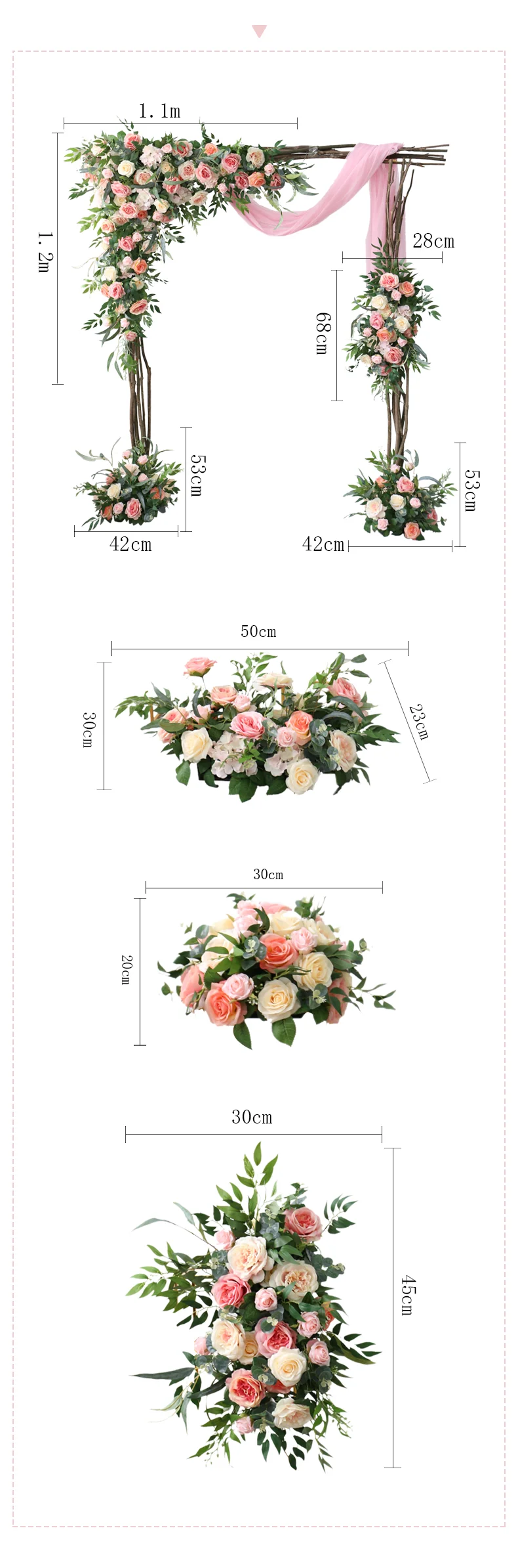 JAROWN Customized Rouge Pink Flowers Romantic Wedding Artificial Flower Row Flower Ball Decoration Background Flowers Stand Arch Decorative Flores (2)