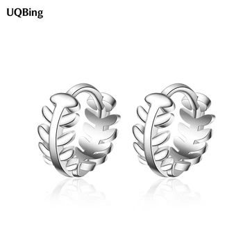 

Round Simple Leaves 925 Sterling Silver Women Clip Earrings