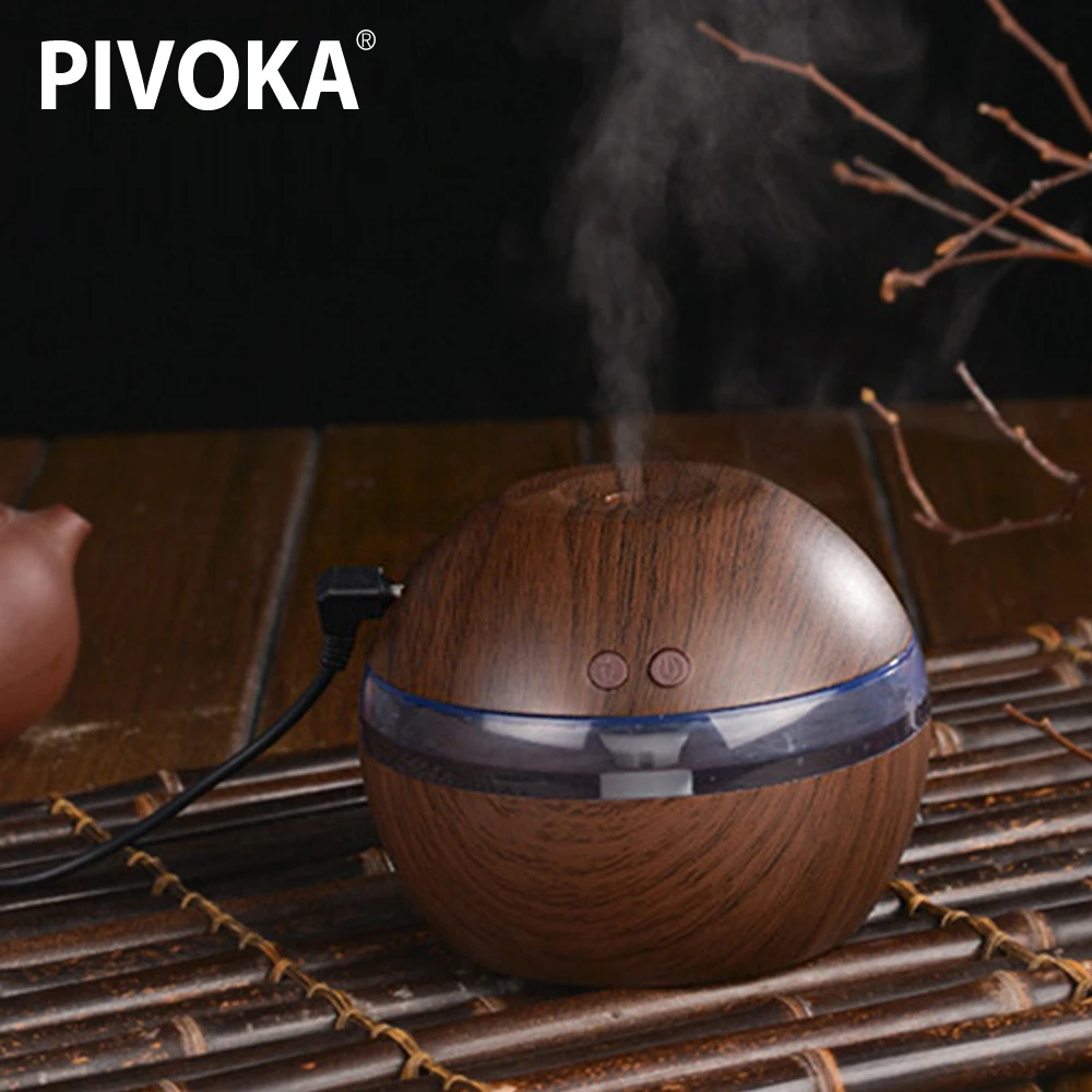 

PIVOKA 300ml USB Electric Aroma Diffuser Air Humidifier Mini ultrasonic Essential oil Aromatherapy Wood Mist Maker For Home Car