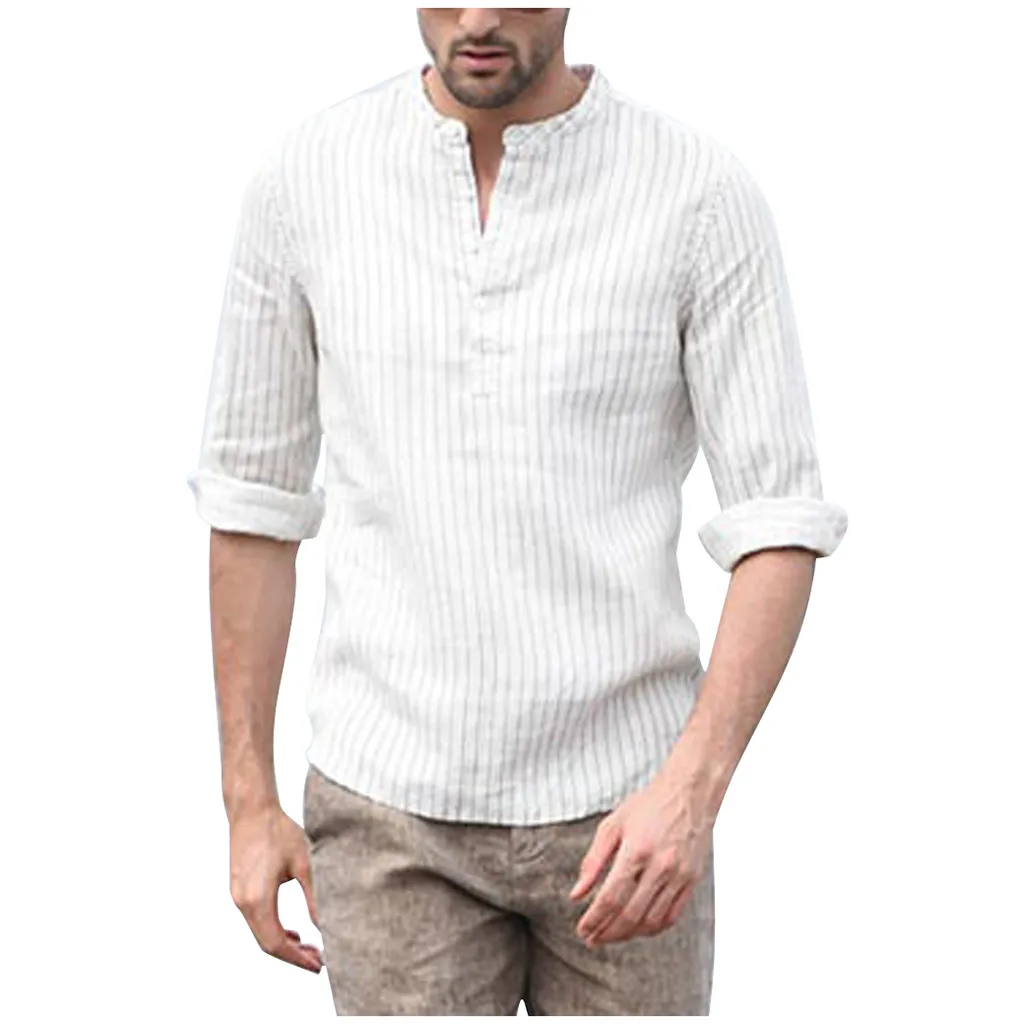 Цвет: желтый Vogue Camisa Masculina мужские три четверти Винтажные льняные хлопковые однотонные Ретро мягкие летние рубашки с коротким рукавом Топы Блузки - Цвет: Цвет: желтый