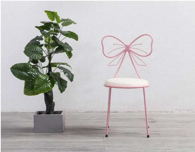 Нордическая спальня железное искусство косметическое кресло креативная Кондитерская девушка бабочка стул питание магазин молочный чай магазин обеденный стул - Цвет: Pink