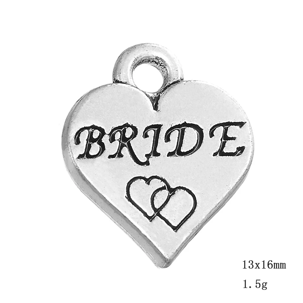 10 шт. Подвески Семья теги для свадебного торжества сестра LIL SIS, платье подружки невесты для девочек в цветочек античное серебро кулон свадебные подвески