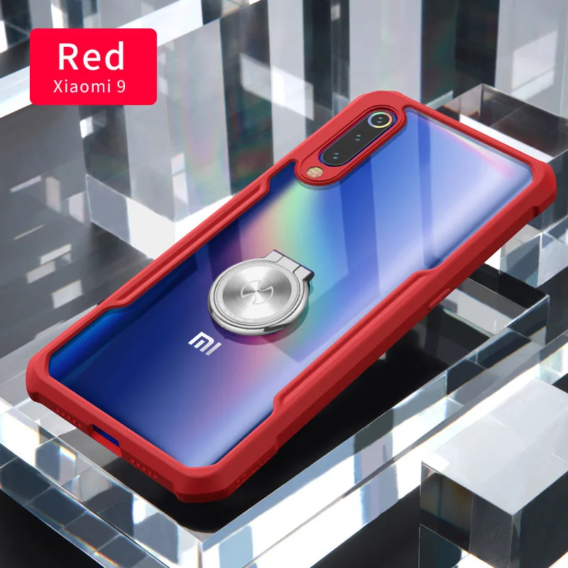 Для Red mi Xiao mi 9 mi 9 Pro mi 9 9Pro чехол Pro Чехол для телефона прозрачная защита, подушка безопасности Shookproof бизнес-чехол для мобильного телефона Xundd - Цвет: Red With Ring