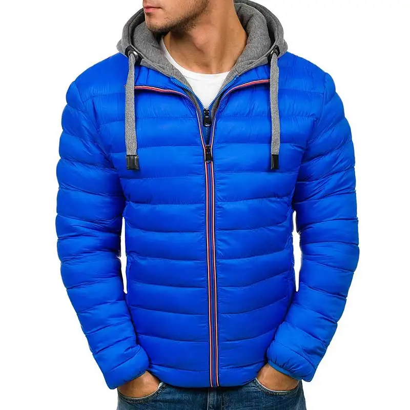 Zogaa Winter Jacket Men Hooded Coat Causal Zipper Men's Jackets Parka Warm Clothes Men Streetwear Clothing For Men - Цвет: Синий