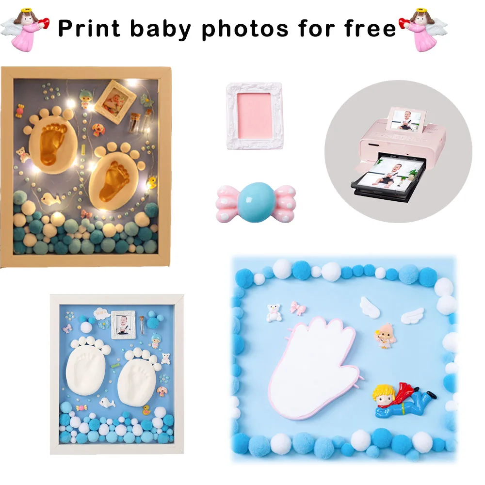 

2020 Baby Infant Hand Print Footprint Imprint Clay Ultra Light Stereoscopi Casting Free Print Baby Photo DIY Baby Photo Frame