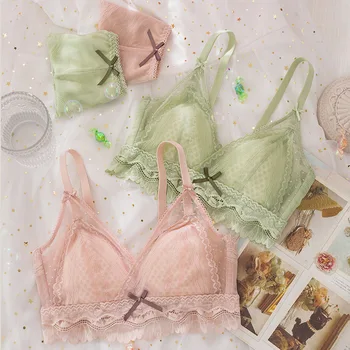 

Thin Large Bust Chest Emphasizing Little GIRL'S Underwear Summer Anti-Sagging Breast Hugging French Triangle Cup Sexy Lace Bra