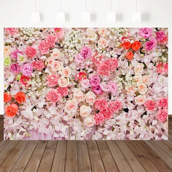 

MOCSICKA Pink Rose Wall Photography Backdrops For Photo Studio Wedding Bridal Shower Photo Props Studio Booth Background
