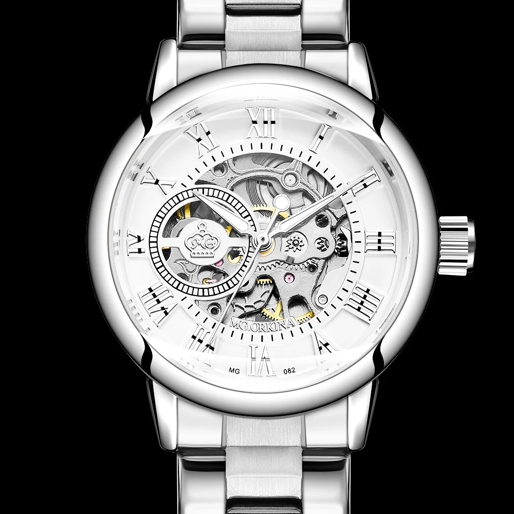 

Orkina Fashion Women Mechanical Watch Skeleton Design Top Brand Luxury Full Steel Waterproof Female Automatic Clock Montre Femme