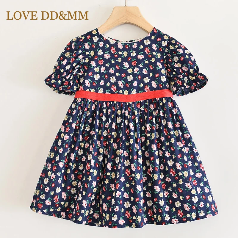 LOVE DD& MM/платья для девочек г. Новая детская одежда платье с короткими рукавами, круглым вырезом и цветочным рисунком детская одежда для девочек