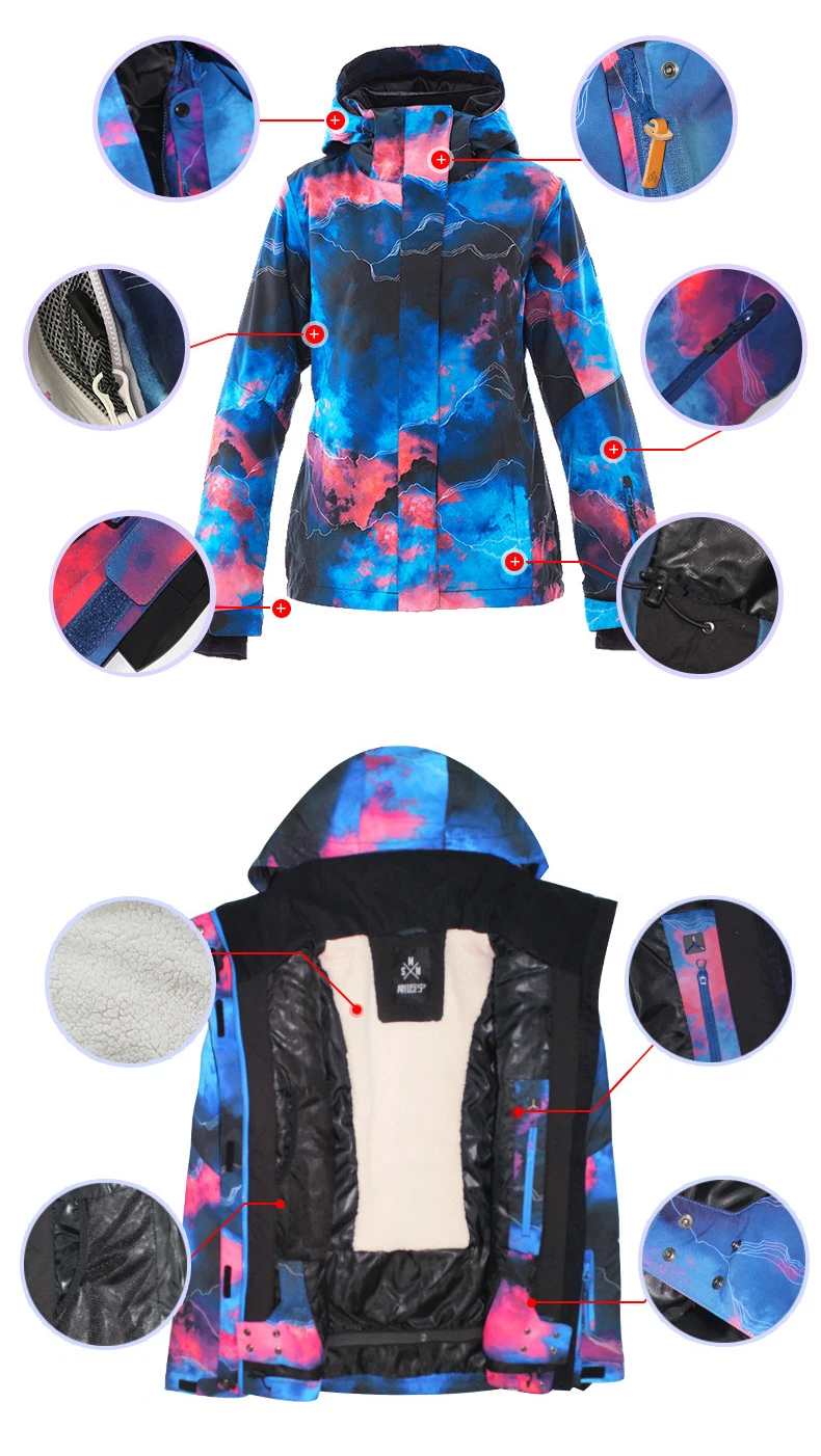 SMN женский зимний костюм, спортивный костюм на открытом воздухе, лыжная одежда, водонепроницаемые ветрозащитные комплекты для сноубординга, лыжные куртки и нагрудники, зимние штаны