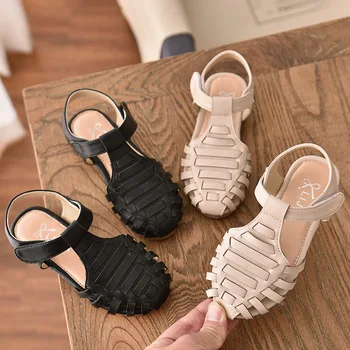 

Girls Summer Solid-Color Shoes 2020 Sweet Kids Weave design Footwear Single Shoes Children Shoes Children Baby Sandals 2 Color