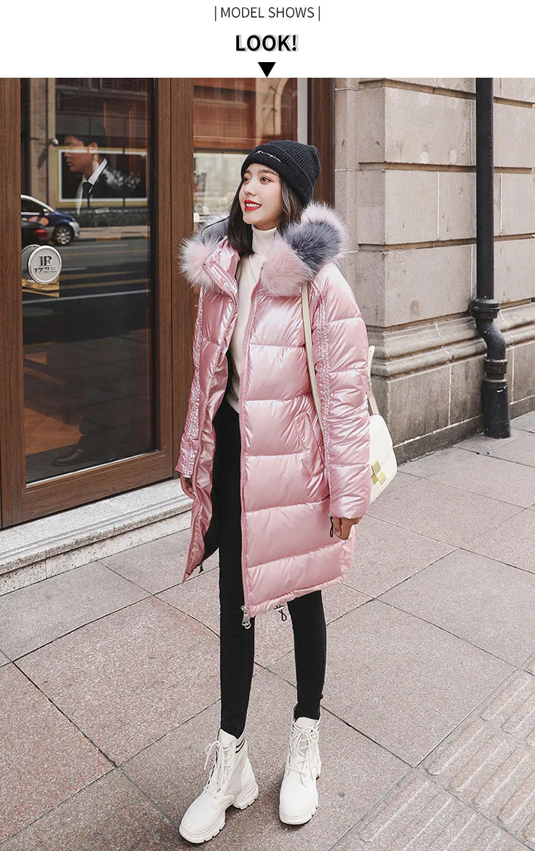 Winter Warm Parka Women Clothing New Down Jacket Thick Woman Fashion Glossy Jacket Plus Size Hooded Fur Padded coat Ladies