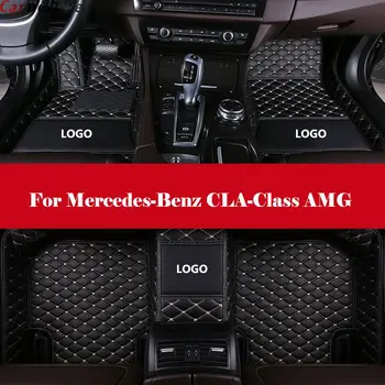 

3D All-Weather Car Foot Mat Waterproof Leather Floor Mats Liner + Embroidery LOGO For Mercedes-Benz CLA-Class AMG