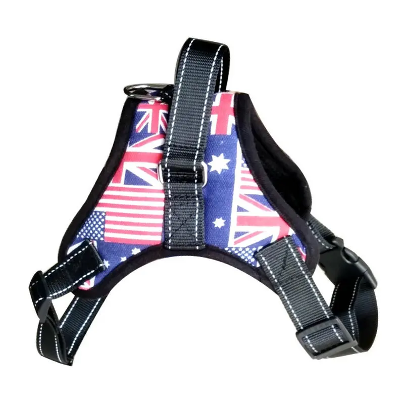 flag Новая мода ошейник для домашних животных жилет жгут S-XL ремень из нейлона, дли собак Профессиональный бюст удобный плечевой комбинированное Сетчатое платье-жилет домашних животных собака - Цвет: flag