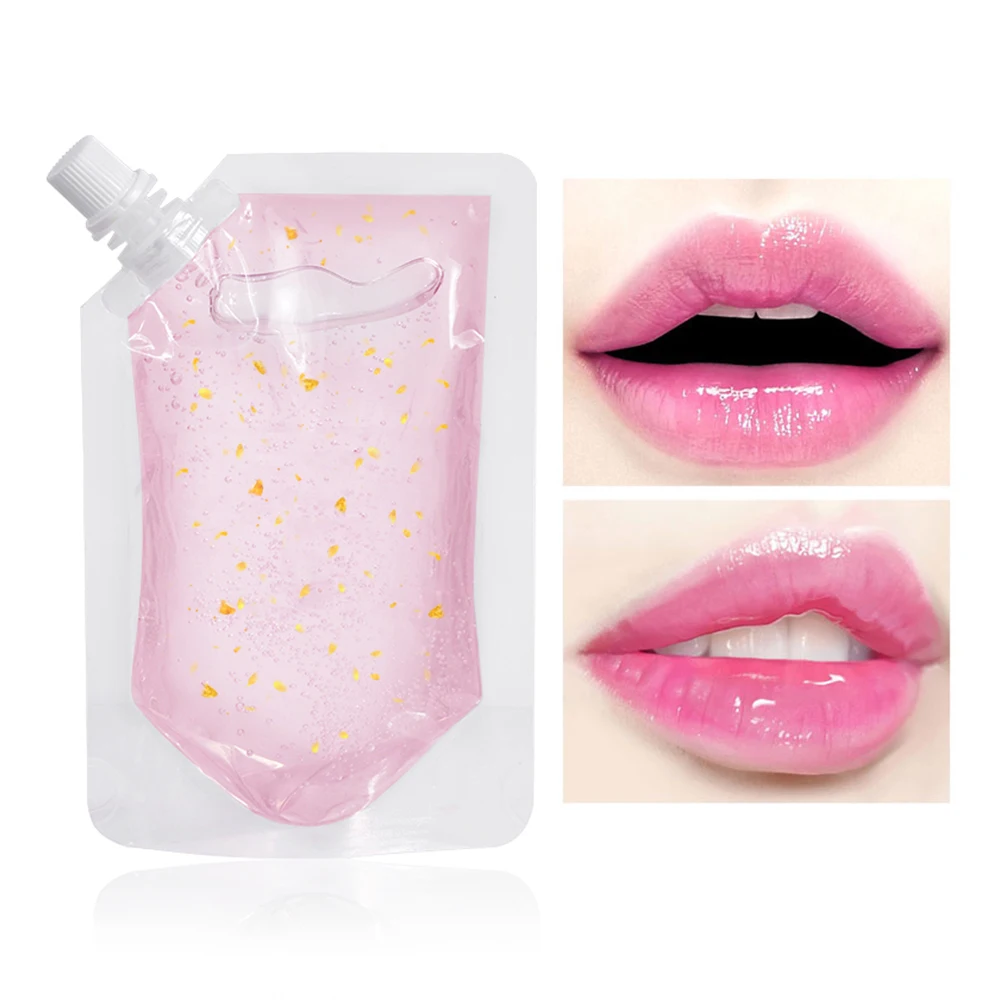 Pink Lip Gloss Base Gel DIY Gold Foil Moisturizing Lip Gloss Temperature Color Temperature Change Lipgloss Base Makeup lip gloss