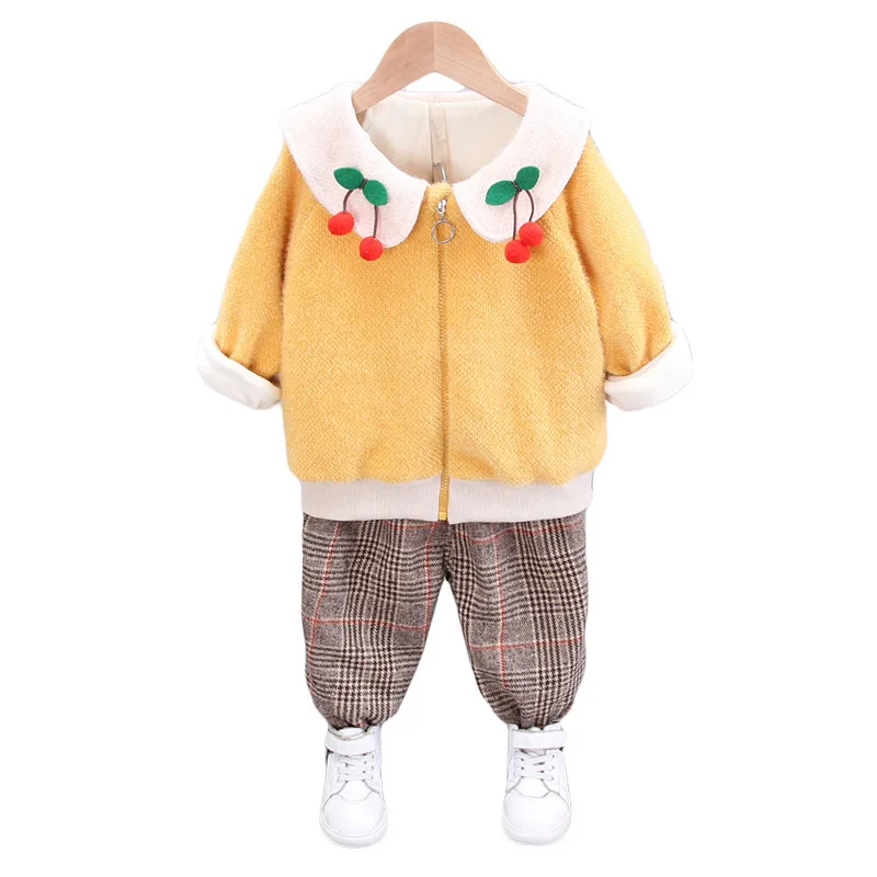 

New Thicken Autumn Winter Children Sweaters Pants Clothes Fashion Kids Floral Clothing Baby Boys Girls Solid Casual Tracksuit