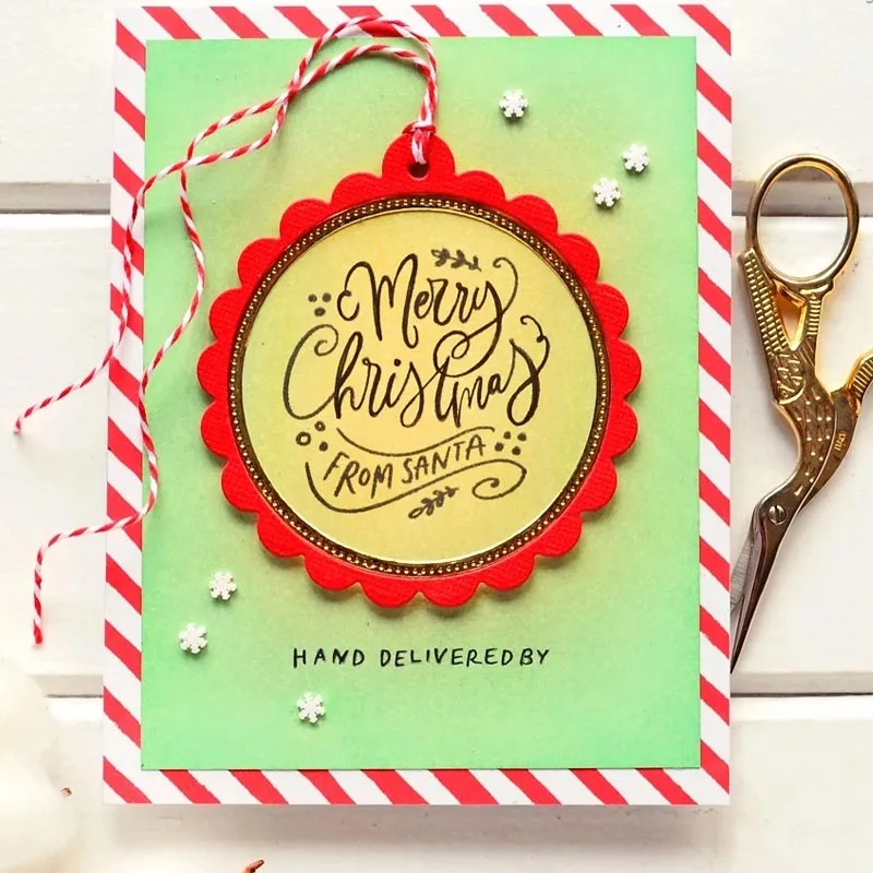 Christmas Word Circle Square Frame Clear Stamps and Metal Cutting Dies for Scrapbooking Card Making Embossing Craft New