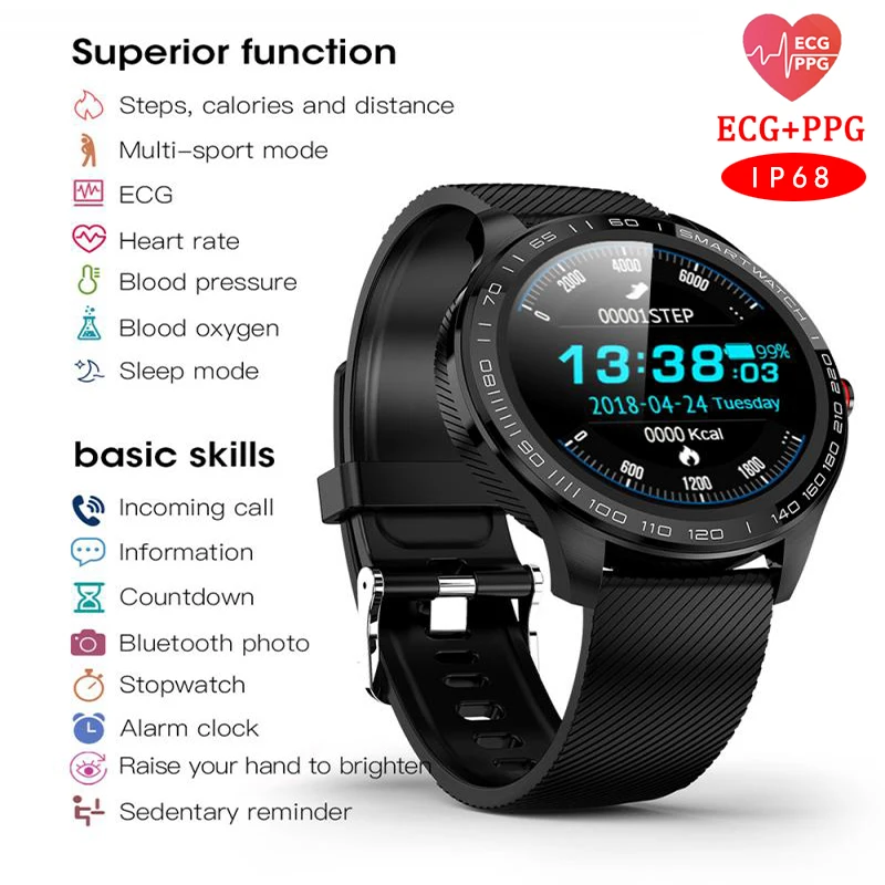 

Bluetooth Smart Watch ECG PPG Health Monitor Information Push Phone Reminder Sports Tracking Bracelet Suitable for Men and Women