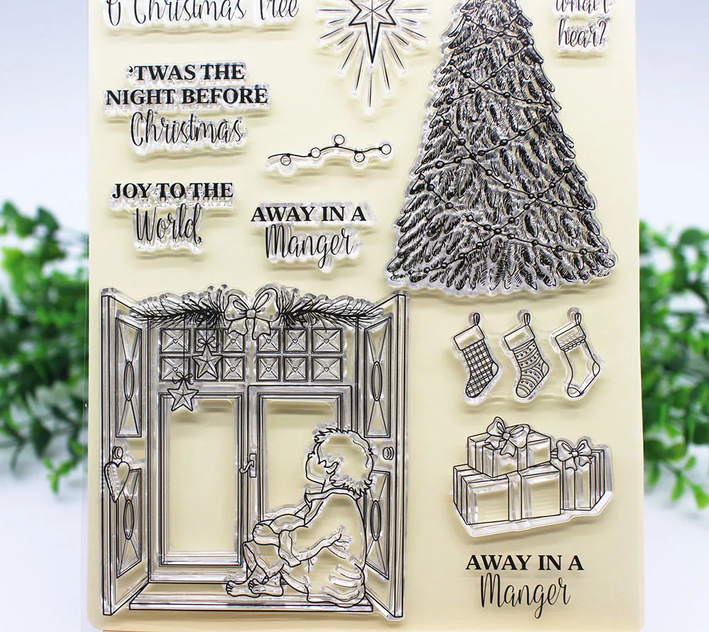 Подождите подарок четкие штампы для Decor Декор фото/ablum ремесло карты делая мальчиков/Рождество прозрачный штамп/Печать