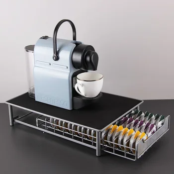 

Nordic Coffee Capsule Storage Rack Stainless Steel Drawer Type Milk Ball Box 40 Cup Nespresso Stand Tower Home Storage Appliance