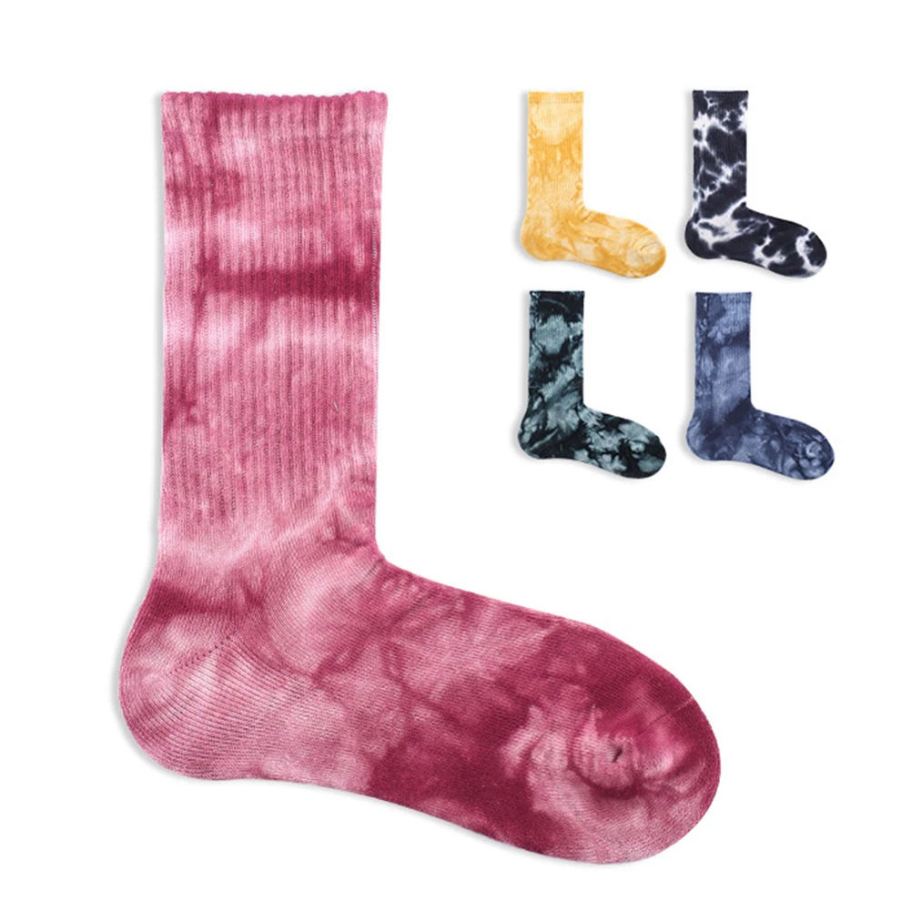 Men Unisex Novelty Colorful Tie-dyeing Skateboard Socks Cotton Harajuku Hip hop Socks Sox Ethnic Couple Long Sock Couple