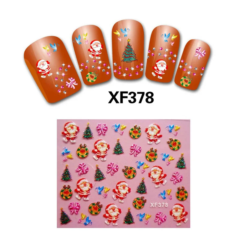 1 шт, модные зимние наклейки для ногтей, Рождественский Снеговик, наклейки для ногтей, 3D наклейки для ногтей, наклейки для ногтей, рождественский подарок, искусство для ногтей