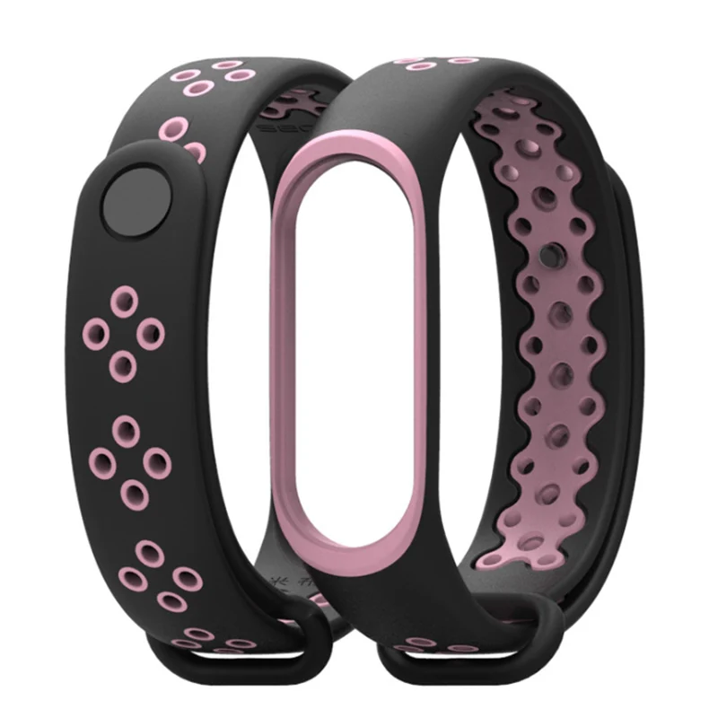 Mi jobs mi Band 4 Pulseira силиконовый ремешок спортивный модный браслет ремень для Xiaomi mi 4 3 ремешка Correa mi Band 3 Аксессуары - Цвет: Black with pink