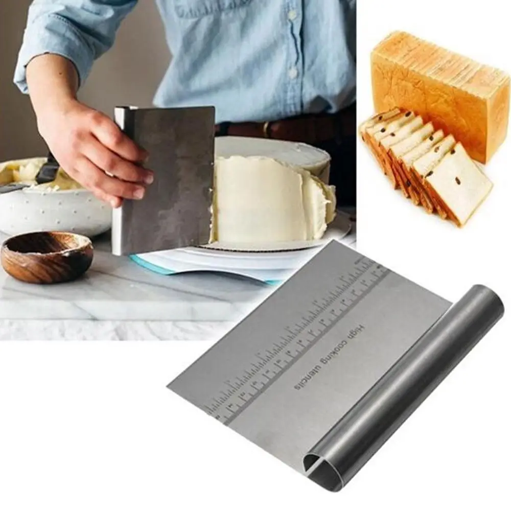  1pc Pizza Dough Scraper Cutter Stainless Steel Baking Pastry Spatulas Fondant Cake Decor Tools Kitc