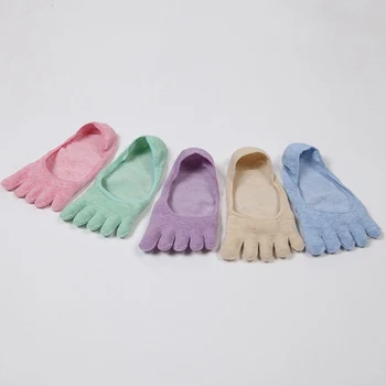 

Summer Five-Toed Cotton Socks Invisible Shallow Mouth Women's Socks Non-Slip Solid Color Five-Finger Full Socks