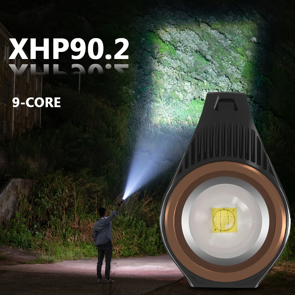 Tanie XHP90.2 Super Bright zbudowany w 18650 baterii Led latarka banku